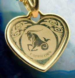 18K Gold Etched Capricorn Heart Pendant Fancy Ball Bead Chain Necklace 4.5g alternative image