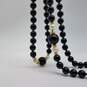 14k Gold Onyx Bead Fw Pearl 32 Inch Endless Collar Necklace 75..0g image number 4