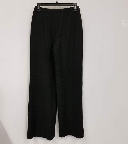 Womens Black Pleated Front Straight Leg Side Zip Formal Dress Pants Size 36 image number 1