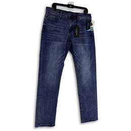 NWT Womens Blue Denim Medium Wash Stretch Pockets Straight Jeans Size 35/32