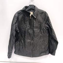 Eddie Bauer Women's Black Leather Full Zip Jacket Size M