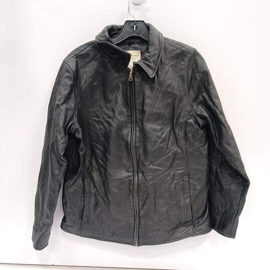 Eddie Bauer Women's Black Leather Full Zip Jacket Size M image number 1