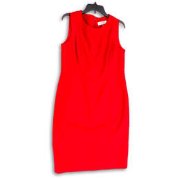 NWT Womens Red Round Neck Sleeveless Knee Length Sheath Dress Size 10