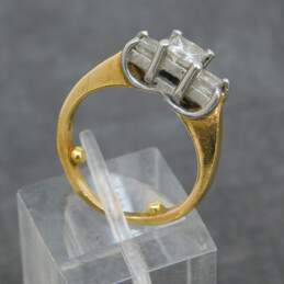 14K Yellow Gold Platinum Top 0.88 CTTW Princess Cut Diamond 3 Stone Engagement Ring 4.8g