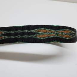 Handcrafted Black Hitched Belt White Green Pattern 38in-41in