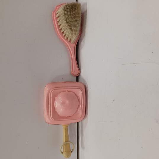 Pink Baby Rattle & Brush w/ Puppy Graphic image number 2