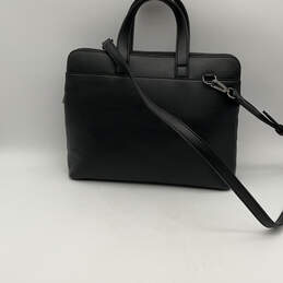 Womens Black Leather Outer Pockets Adjustable Strap Laptop Messenger Bag alternative image