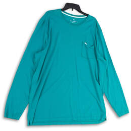 Mens Blue Crew Neck Long Sleeve Front Pocket Pullover T-Shirt Size 2XLT