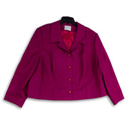 Womens Purple Notch Collar Long Sleeve Button Front Crop Jacket Size 46