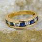 14K Yellow Gold 0.65 CTTW Diamond & Sapphire Alternating Stone Band Ring 4.0g image number 1