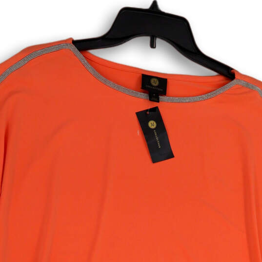 NWT Womens Orange Round Neck Short Sleeve Pullover T-Shirt Size Medium image number 3