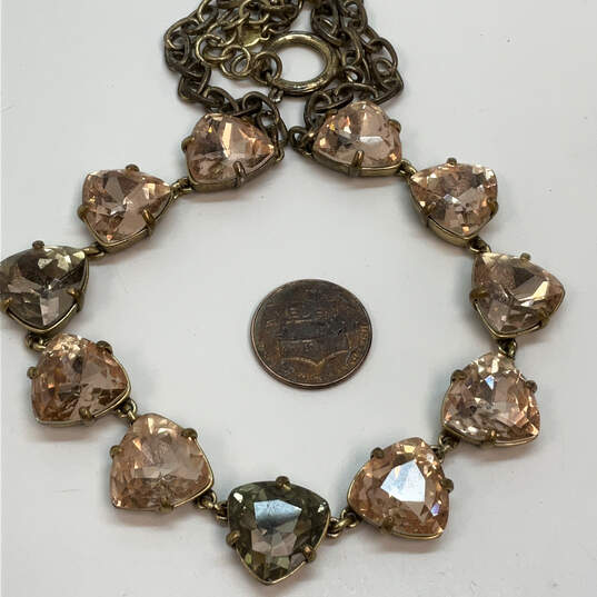 Designer Stella & Dot Gold-Tone Pink Crystal Cut Stone Statement Necklace image number 2
