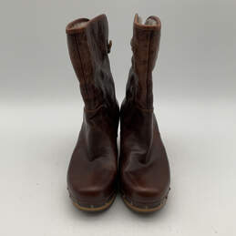 Womens Lyneea II Burgundy Leather Wood Studded Mid Calf Snow Boots Size 8