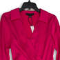 NWT Womens Hot Pink Satin Collared Cuff Detail Long Sleeve Wrap Dress Sz 2 image number 3
