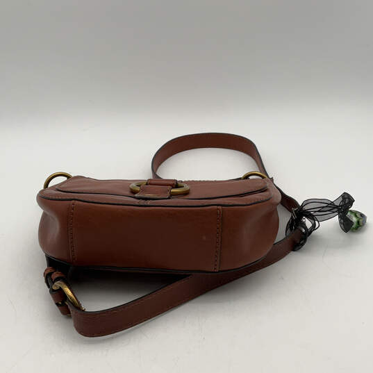 Womens Brown Leather Adjustable Strap Inner Pocket Crossbody Bag Purse image number 4