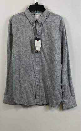 NWT Denim & Flower Mens Gray Heather Long Sleeve Button-Up Shirt Size Large