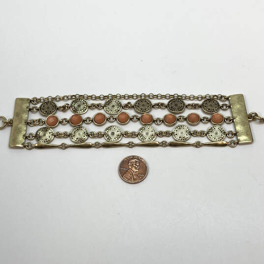 Designer Lucky Brand Gold-Tone Crystal Stone Multi Strand Chain Bracelet image number 1