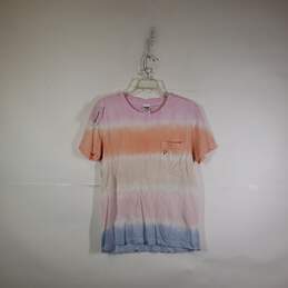Womens Tie Dye Chest Pockets Short Sleeve Crew Neck Pullover T-Shirt Size XS