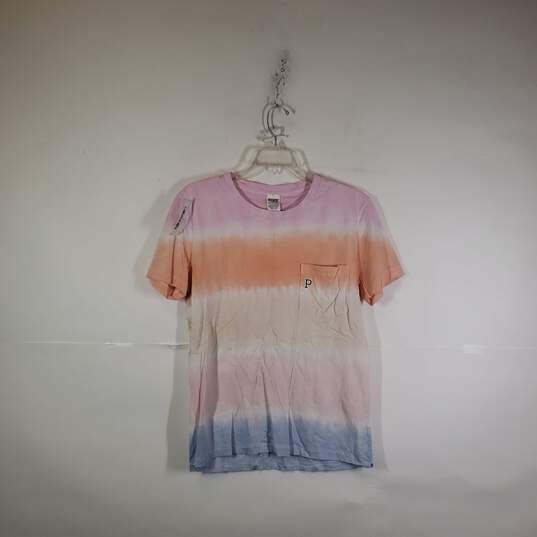 Womens Tie Dye Chest Pockets Short Sleeve Crew Neck Pullover T-Shirt Size XS image number 1