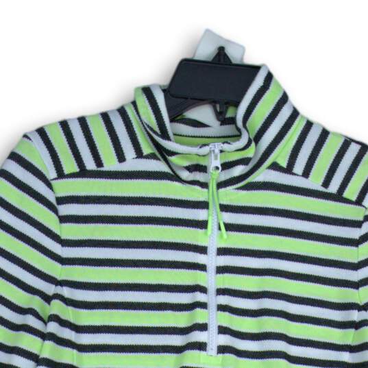 T By Talbots Womens Multicolor Striped 1/4 Zip Mock Neck Pullover Jacket Size M image number 3