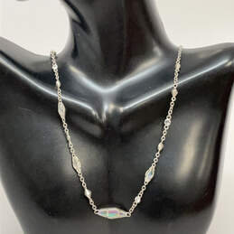 Designer Kendra Scott Silver-Tone Crystal Cut Stone Link Chain Necklace
