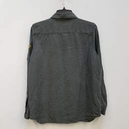 Womens Gray Pockets Collared Long Sleeve Button Up Shirt Size Medium alternative image