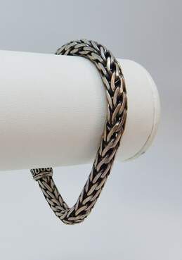 Artisan 925 Chunky Foxtail Chain Bali Style Toggle Bracelet 34.2g