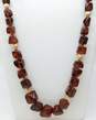 Vintage 14K Yellow Gold Graduated Cognac Amber Bead Necklace 42.5g image number 2