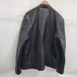 Guess Black Faux Leather Full Zip Coat Men's Size L alternative image