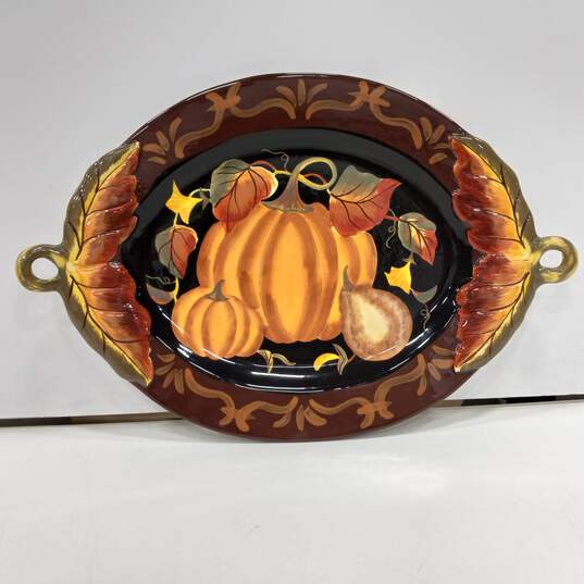 Certified International By Becca Barton Fall Pumpkin Platter Tray image number 1