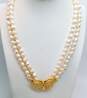 Vintage Kenneth Jay Lane For Avon Double Strand Faux Pearl Butterfly Necklace 60.5g image number 1