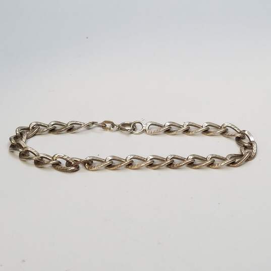 950 Sterling Silver Etched Unique Link 7.5inch Bracelet 10.0g image number 1