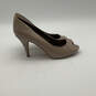 Womens Beige Patent Leather Open-Toe Slip-On Stiletto Heels Size 9.5 image number 1
