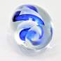 Vintage Murano Style Art Glass Swirl White & Blue Paperweight image number 4