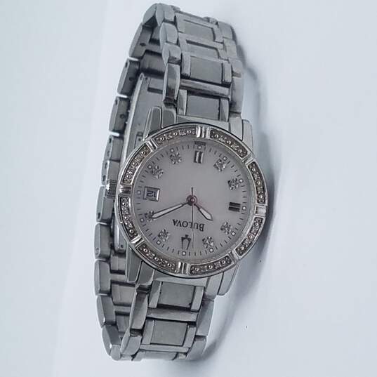 Bulova MOP & Diamond Dial 25mm Stainless Steel Watch image number 5
