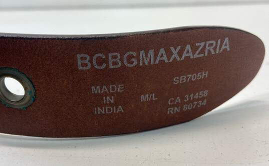 BCBGMAXAZRIA Brown Leather Grommet Belt Women's Size M/L image number 4