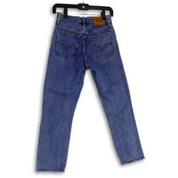 Womens Blue Denim Medium Wash Distressed Straight Leg Jeans Size 25 alternative image