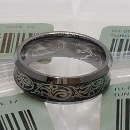 Tungsten Silver Tone Design Metal Sz 9.5 Ring Bundle 12pcs 158.4g