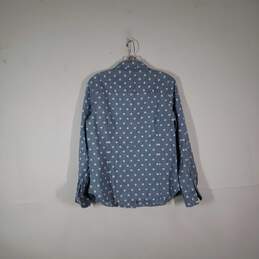 Womens Polka Dot Collared Long Sleeve Chest Pocket Button-Up Shirt Size M alternative image