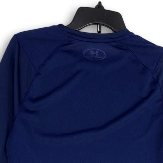 Mens Blue Long Sleeve Crew Neck Fitted Heat Gear Athletic T-Shirt Size S image number 4