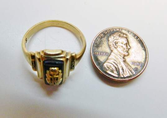 Vintage 10k Yellow Gold Blue Glass Class Ring 4.5g image number 4