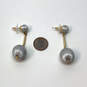 Designer J. Crew Gold-Tone Silver Thread Ball Dangle Drop Earrings image number 1