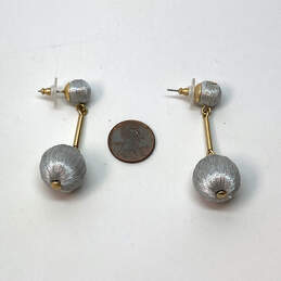 Designer J. Crew Gold-Tone Silver Thread Ball Dangle Drop Earrings