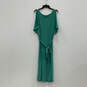 Womens Green Key Hole Neck Waist Belt Round Neck Midi Shift Dress Size P1X image number 1