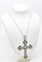 925 'DDC' Signed Beaded Statement Cross Pendant Necklace 16.2g image number 3