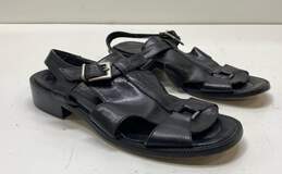 Joan & David Black Leather Strappy Flat Sandals Shoes Size 38