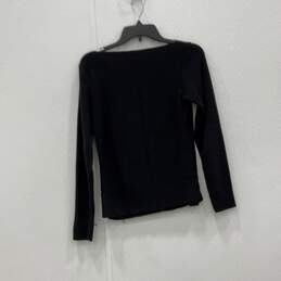 Emporio Armani Womens Black Ribbed Long Sleeve Pullover T-Shirt Top Size 42 alternative image
