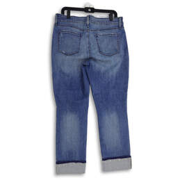 Womens Blue Denim Medium Wash Distressed Straight Jeans Size 12 alternative image