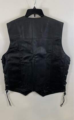 NWT Alpha Cycle Gear Mens Black Leather Pockets Snap Motorcycle Vest Size XL alternative image