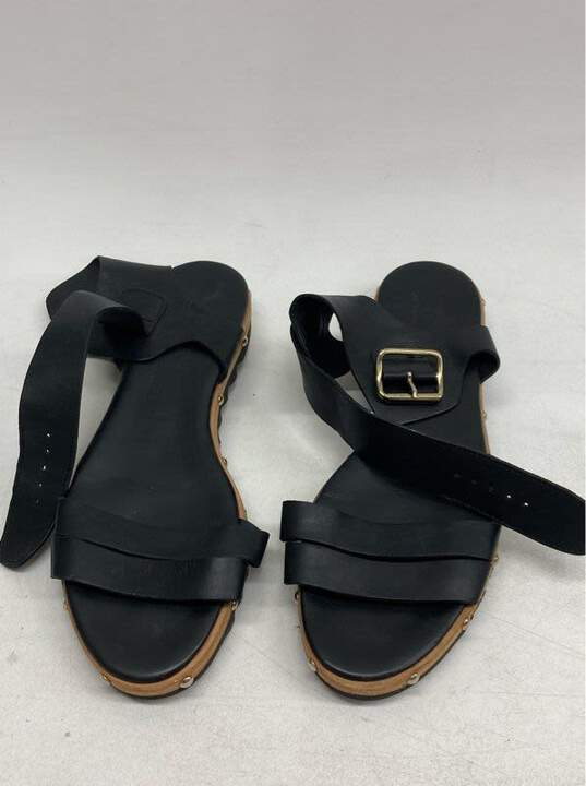 Women's Attilo Giustileo Leather Leombroni Size 39 Black Buckle Sandals image number 1